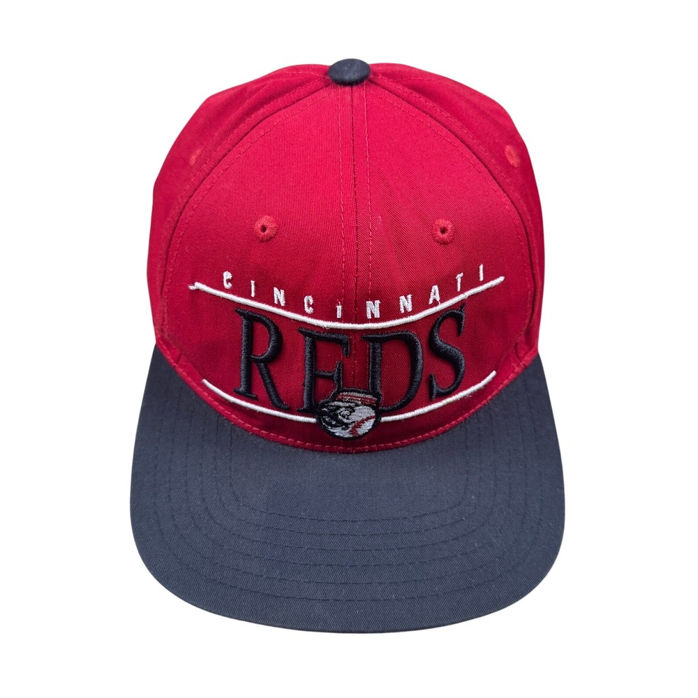 Vtg 90s Cincinnati Reds American Needle Cooperstown MLB Snapback Hat Red Black